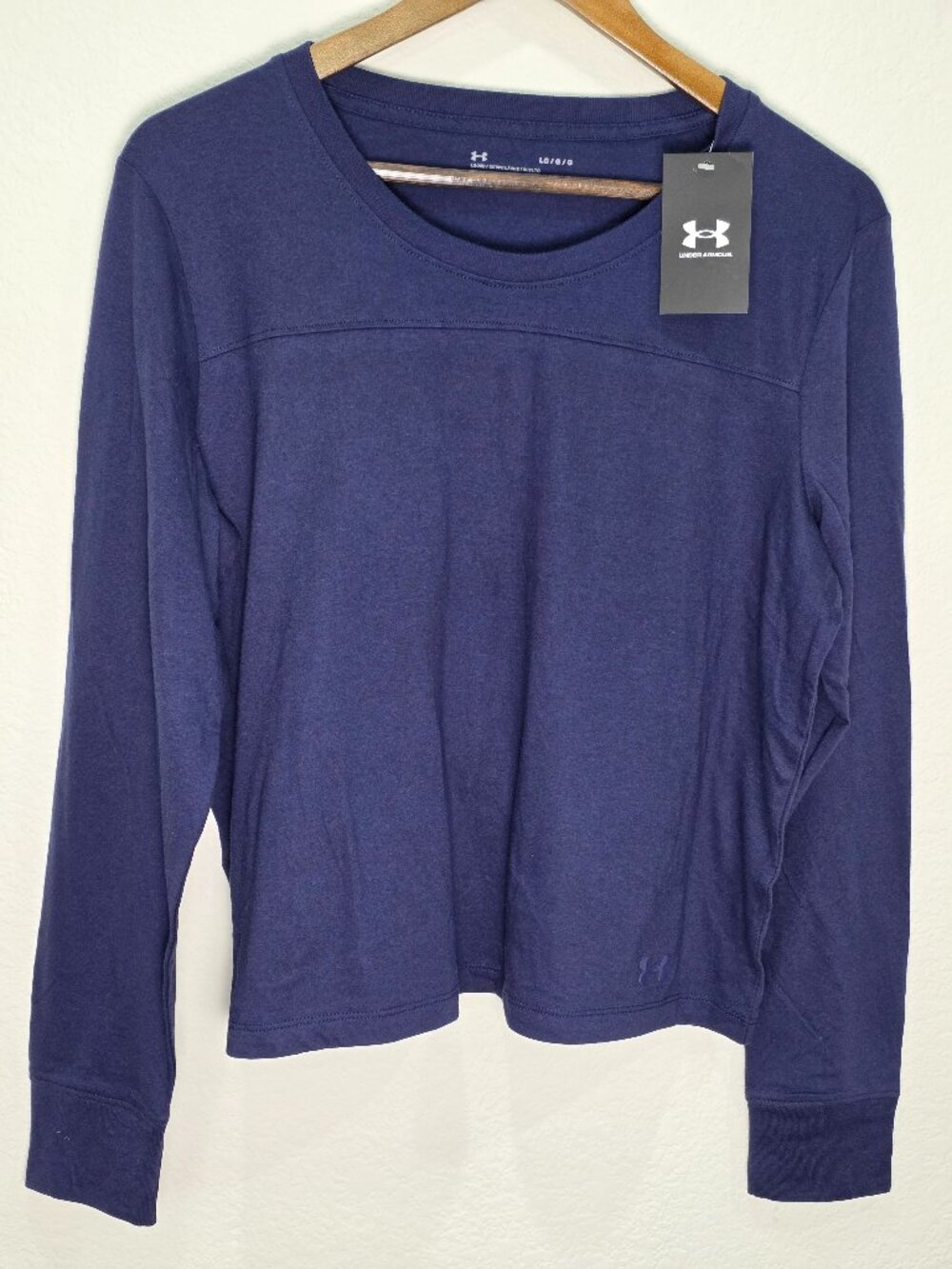 NWT Under Armour Performance Cotton Long Sleeve Tee Crewneck Navy Women's L